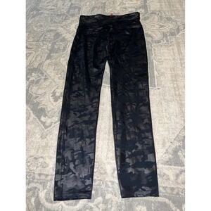 SPANX‎ Shape Faux Leather Camo Leggings Pants Sz XL X-Large Black Womens